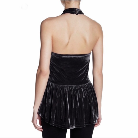 TART VELVET PEPLUM HALTER TOP - Picture 5 of 7